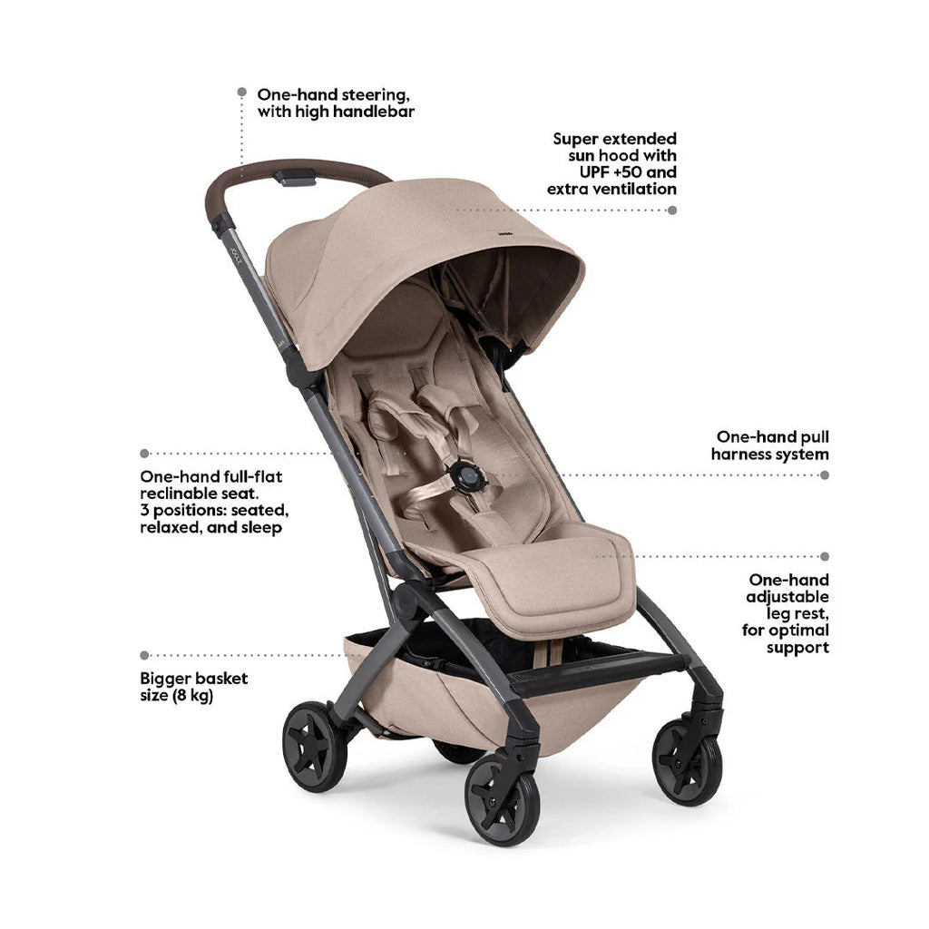 Joolz Aer2 Travel Stroller – Sandy Taupe Lightweight One-Hand Fold Pushchair