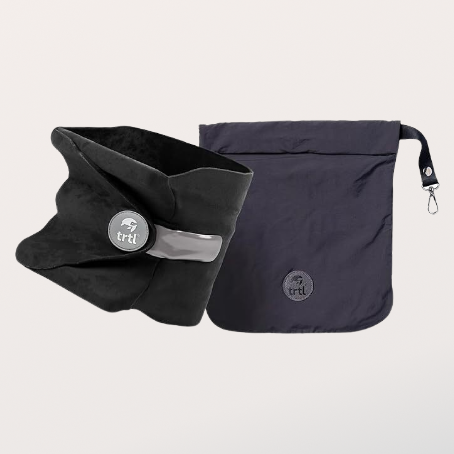 Red Fleece Travel Neck Pillow with Carry Pouch