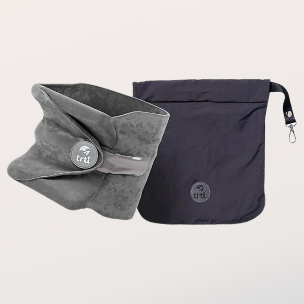 Red Fleece Travel Neck Pillow with Carry Pouch